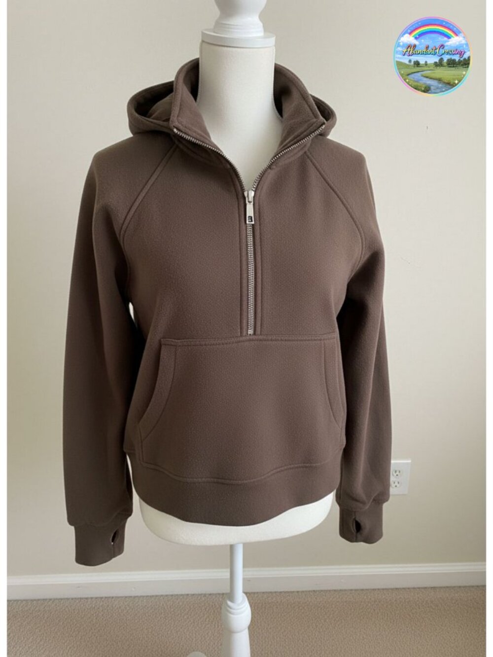 Women's Half Zip Fleece Pullover Sweatshirt with Thumb Holes